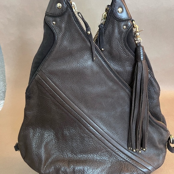 Botkier Chrystie Brown Genuine Leather Double Compartment Pockets Hobo Bag - Picture 2 of 12
